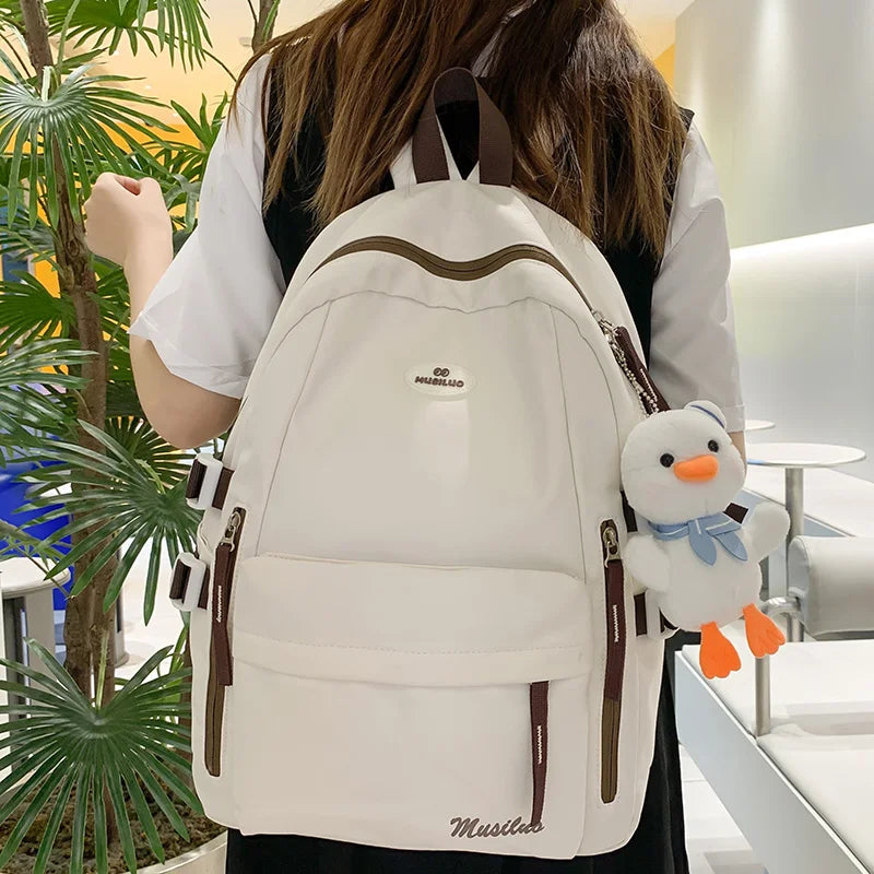 Fashion Girl Travel School Bag Female Nylon Kawaii College Backpack Cool Women Laptop Book Bag Lady Cute Student Backpack Trendy