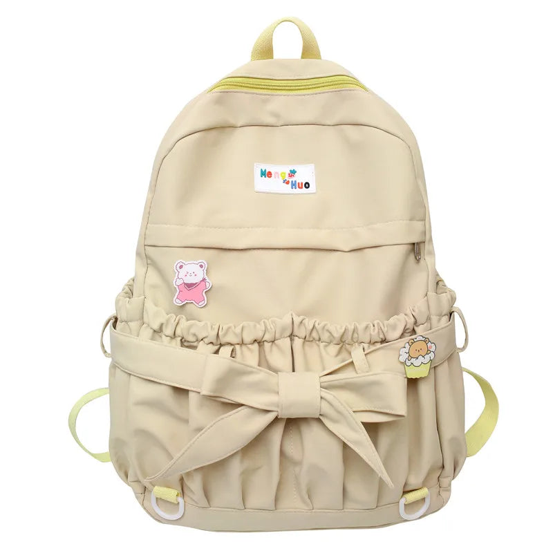 Fashion Girl Waterproof Cute Bow School Bag Trendy Ladies Cotton Backpack Women Kawaii Backpack Travel Female Laptop College Bag