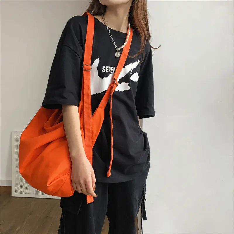 Fashion Girls Crossbody Bags Simple Student Shoulder Bags Women Large Capacity Retro Canvas Bag Men Simplicity Tote Handbags