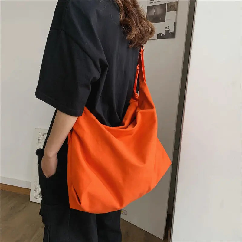 Fashion Girls Crossbody Bags Simple Student Shoulder Bags Women Large Capacity Retro Canvas Bag Men Simplicity Tote Handbags