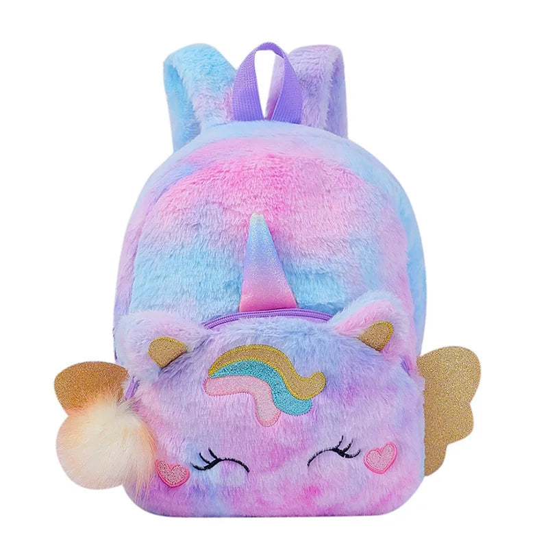 Fashion Girls Kawaii Backpack Cute Unicorn with Wings Design Kindergarten Children School Bags Soft Kids Bag Mochilas Escolares