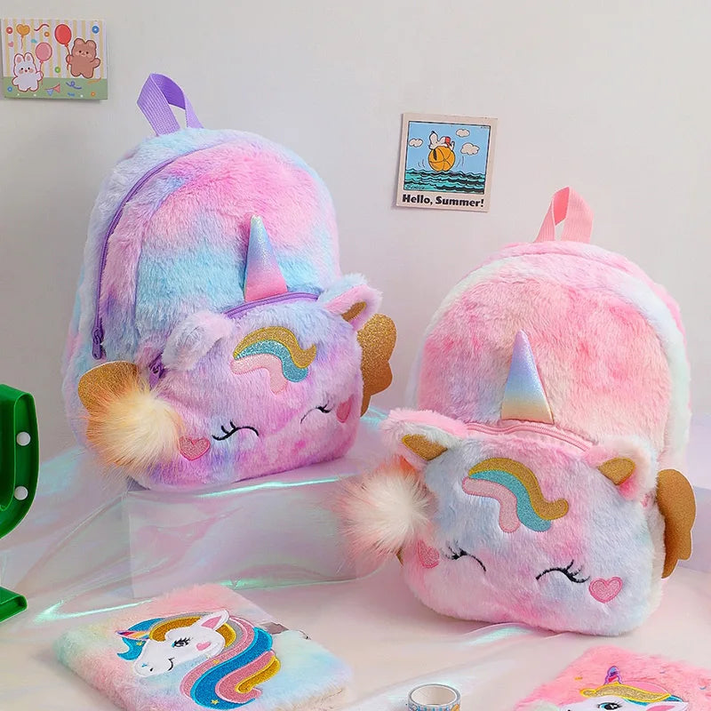 Fashion Girls Kawaii Backpack Cute Unicorn with Wings Design Kindergarten Children School Bags Soft Kids Bag Mochilas Escolares