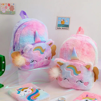 Fashion Girls Kawaii Backpack Cute Unicorn with Wings Design Kindergarten Children School Bags Soft Kids Bag Mochilas Escolares