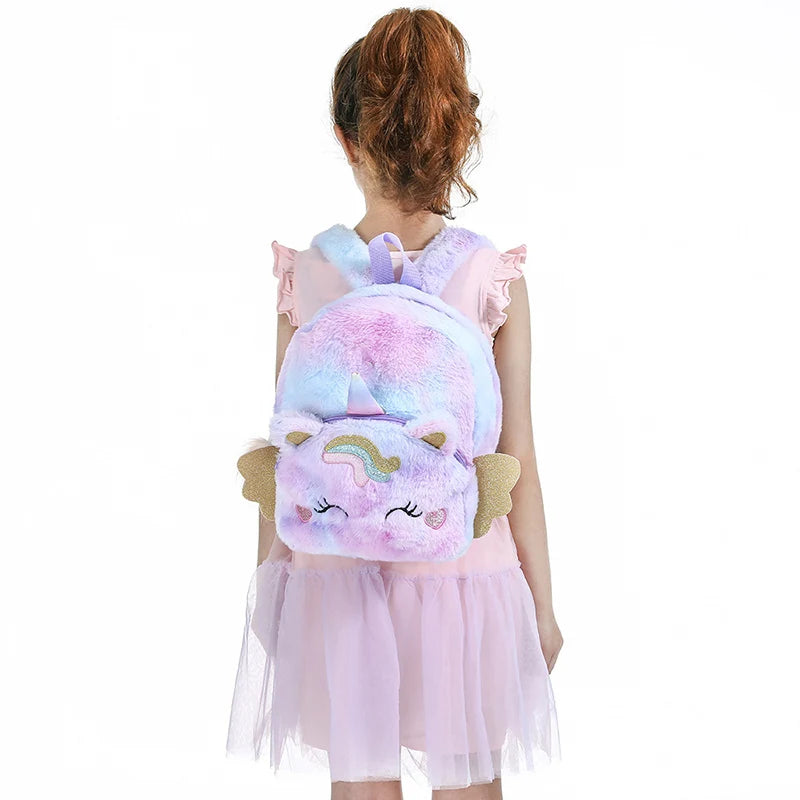 Fashion Girls Kawaii Backpack Cute Unicorn with Wings Design Kindergarten Children School Bags Soft Kids Bag Mochilas Escolares