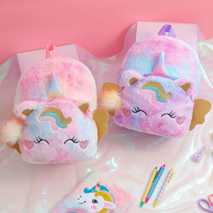 Fashion Girls Kawaii Backpack Cute Unicorn with Wings Design Kindergarten Children School Bags Soft Kids Bag Mochilas Escolares