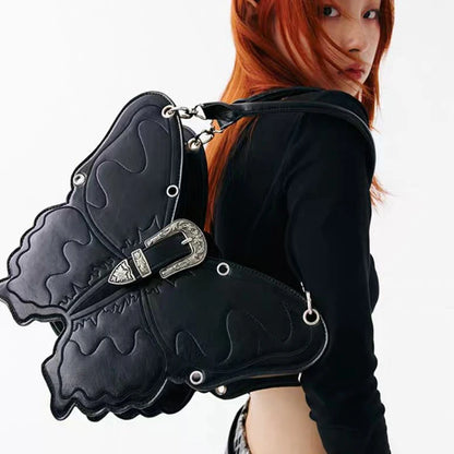 Fashion Gothic Style Women Girls Butterfly Backpacks Female Punk Streetwear Individualistic Shoulder Bags HandBags