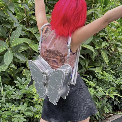 Fashion Gothic Style Women Girls Butterfly Backpacks Female Punk Streetwear Individualistic Shoulder Bags HandBags