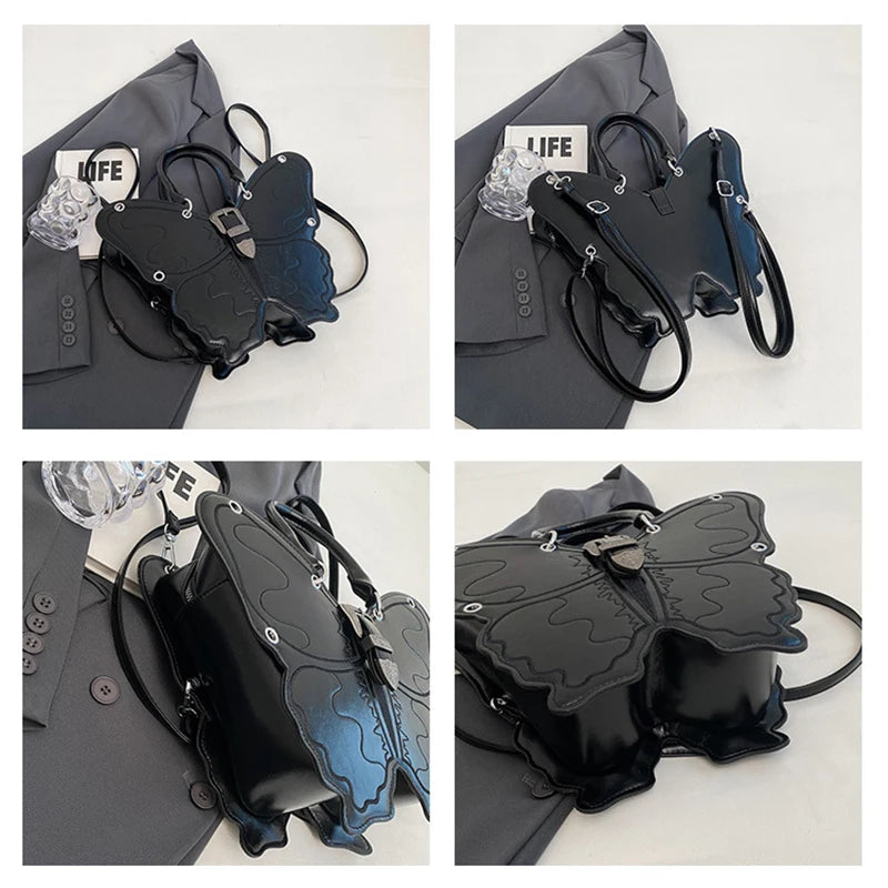 Fashion Gothic Style Women Girls Butterfly Backpacks Female Punk Streetwear Individualistic Shoulder Bags HandBags