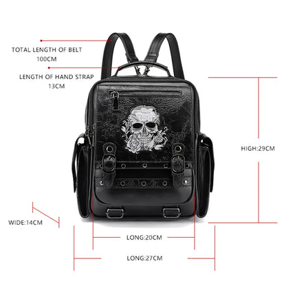 Fashion Gothic Style Women Skull Embroidery Punk Backpacks Female Travel Laptop Moto Bags