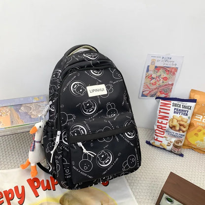 Fashion Graffiti Student Backpacks for Girls Cartoon Rabbit School Bags Junior Large Capacity Bookbag Kawaii Travel Laptop Bag