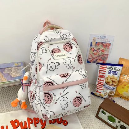 Fashion Graffiti Student Backpacks for Girls Cartoon Rabbit School Bags Junior Large Capacity Bookbag Kawaii Travel Laptop Bag