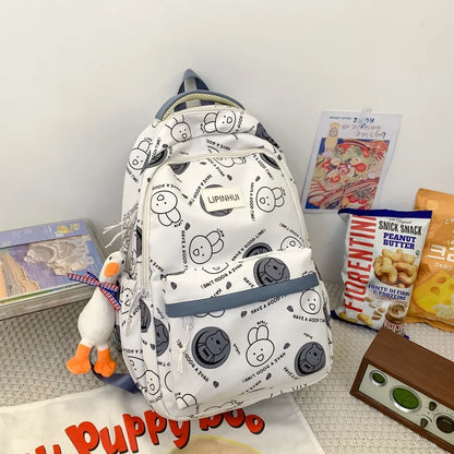 Fashion Graffiti Student Backpacks for Girls Cartoon Rabbit School Bags Junior Large Capacity Bookbag Kawaii Travel Laptop Bag