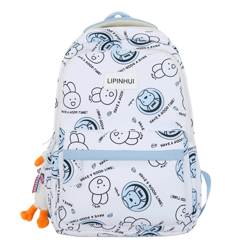 Fashion Graffiti Student Backpacks for Girls Cartoon Rabbit School Bags Junior Large Capacity Bookbag Kawaii Travel Laptop Bag