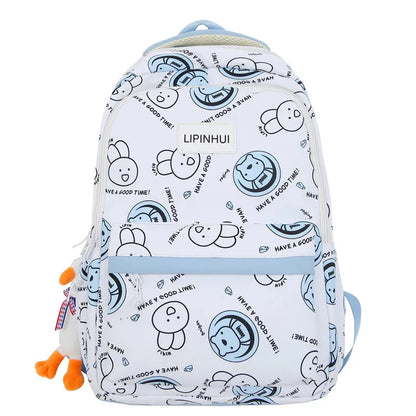 Fashion Graffiti Student Backpacks for Girls Cartoon Rabbit School Bags Junior Large Capacity Bookbag Kawaii Travel Laptop Bag
