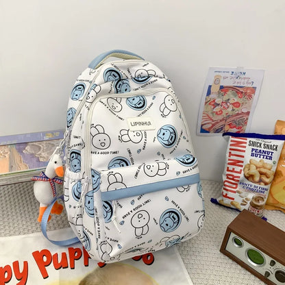 Fashion Graffiti Student Backpacks for Girls Cartoon Rabbit School Bags Junior Large Capacity Bookbag Kawaii Travel Laptop Bag
