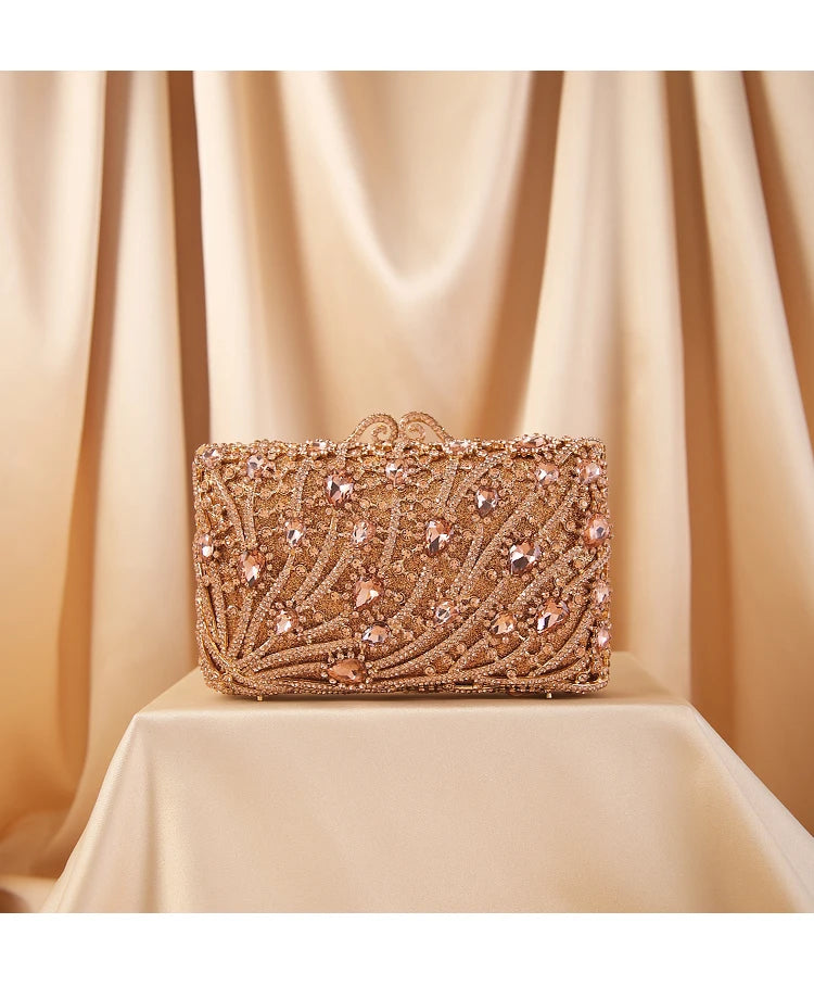 Fashion Green Crystal Diamond Women's Evening Clutch Bags Chain Party Purse Elegant Lady Shoulder Handbags Mini Prom Bag Mom Bag