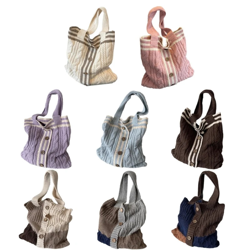 Fashion Handbag Tote Bag Shoulder Bag for Women Girl Versatile Shopping Bag Knitted Bags Large Capacity Trendy Bag
