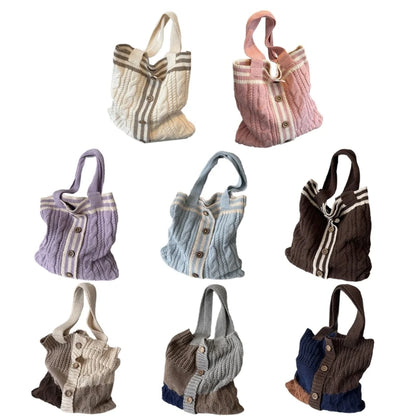 Fashion Handbag Tote Bag Shoulder Bag for Women Girl Versatile Shopping Bag Knitted Bags Large Capacity Trendy Bag