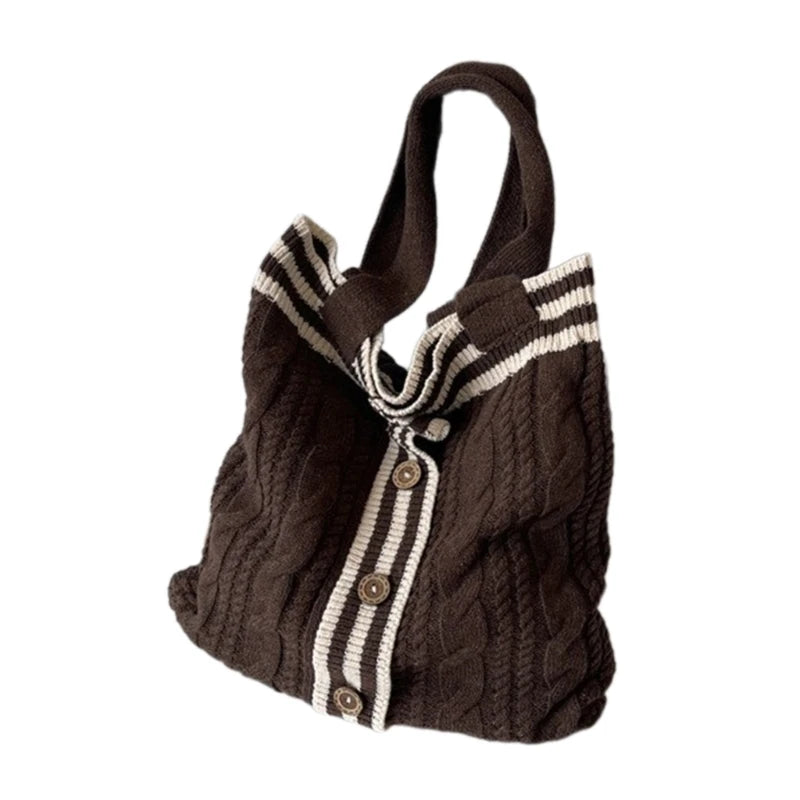 Fashion Handbag Tote Bag Shoulder Bag for Women Girl Versatile Shopping Bag Knitted Bags Large Capacity Trendy Bag