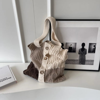 Fashion Handbag Tote Bag Shoulder Bag for Women Girl Versatile Shopping Bag Knitted Bags Large Capacity Trendy Bag