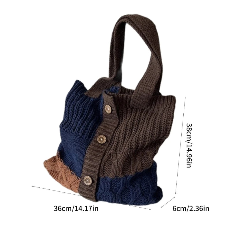 Fashion Handbag Tote Bag Shoulder Bag for Women Girl Versatile Shopping Bag Knitted Bags Large Capacity Trendy Bag