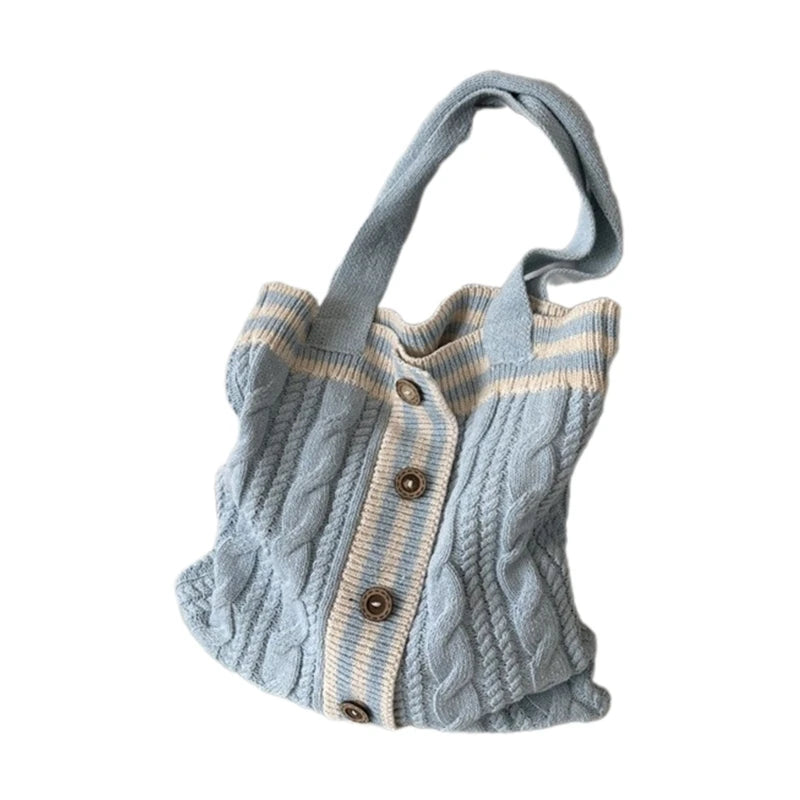 Fashion Handbag Tote Bag Shoulder Bag for Women Girl Versatile Shopping Bag Knitted Bags Large Capacity Trendy Bag