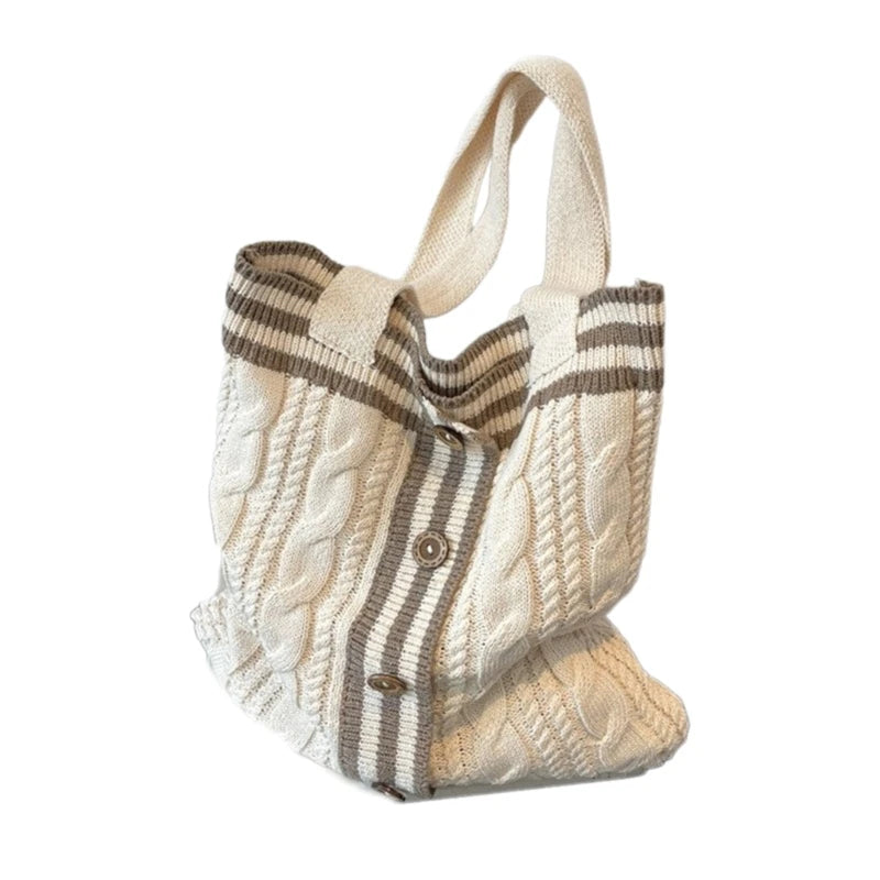 Fashion Handbag Tote Bag Shoulder Bag for Women Girl Versatile Shopping Bag Knitted Bags Large Capacity Trendy Bag