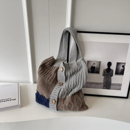Fashion Handbag Tote Bag Shoulder Bag for Women Girl Versatile Shopping Bag Knitted Bags Large Capacity Trendy Bag