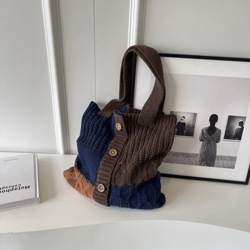 Fashion Handbag Tote Bag Shoulder Bag for Women Girl Versatile Shopping Bag Knitted Bags Large Capacity Trendy Bag