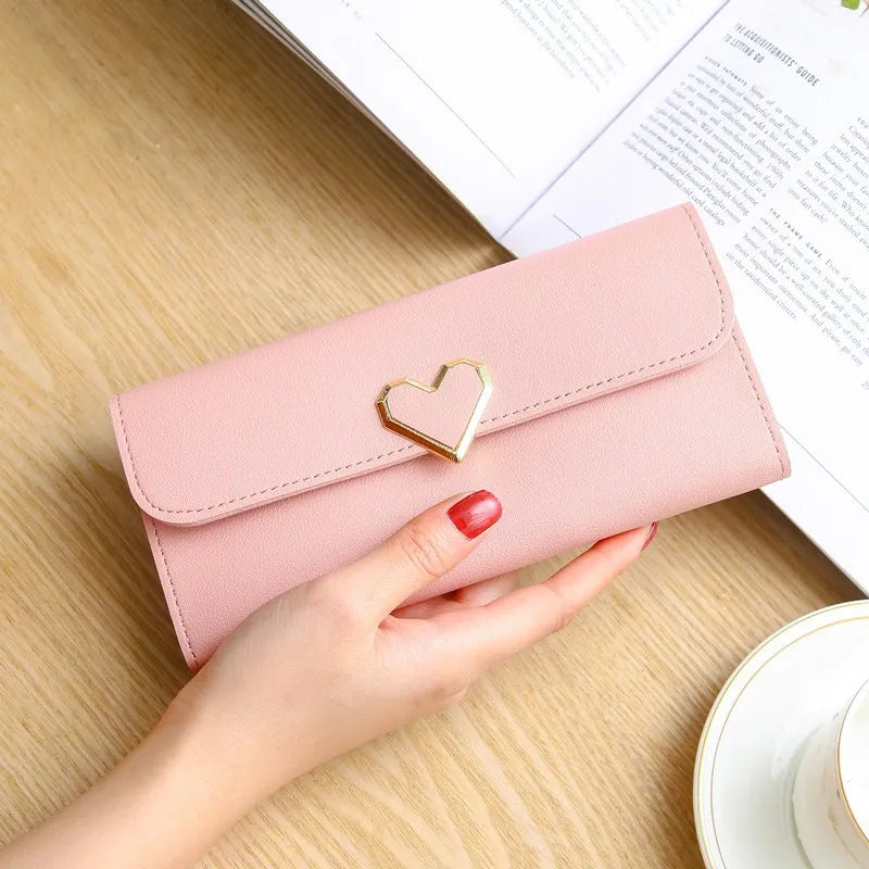 Fashion Heart Slim Wallets for Lady Womens Wallets and Purses Long Mobile Phone Clutch Bags Love Designer Coins Cards Purse