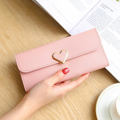 Fashion Heart Slim Wallets for Lady Womens Wallets and Purses Long Mobile Phone Clutch Bags Love Designer Coins Cards Purse
