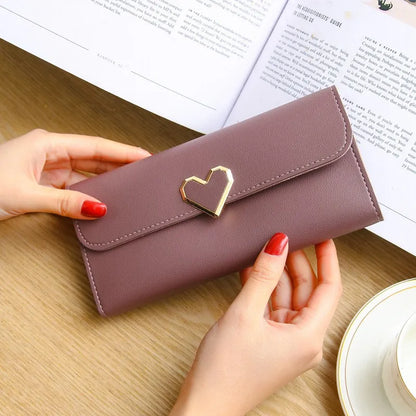 Fashion Heart Slim Wallets for Lady Womens Wallets and Purses Long Mobile Phone Clutch Bags Love Designer Coins Cards Purse