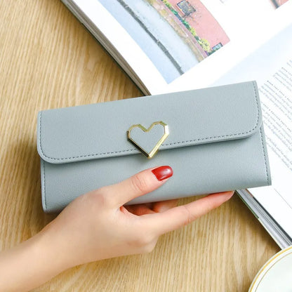 Fashion Heart Slim Wallets for Lady Womens Wallets and Purses Long Mobile Phone Clutch Bags Love Designer Coins Cards Purse