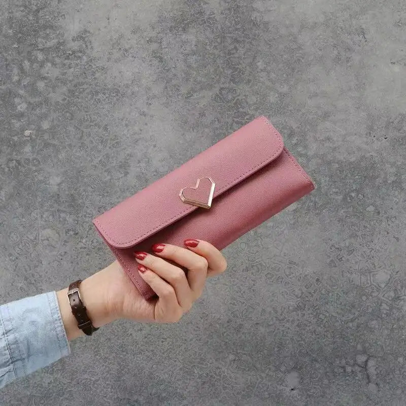 Fashion Heart Slim Wallets for Lady Womens Wallets and Purses Long Mobile Phone Clutch Bags Love Designer Coins Cards Purse
