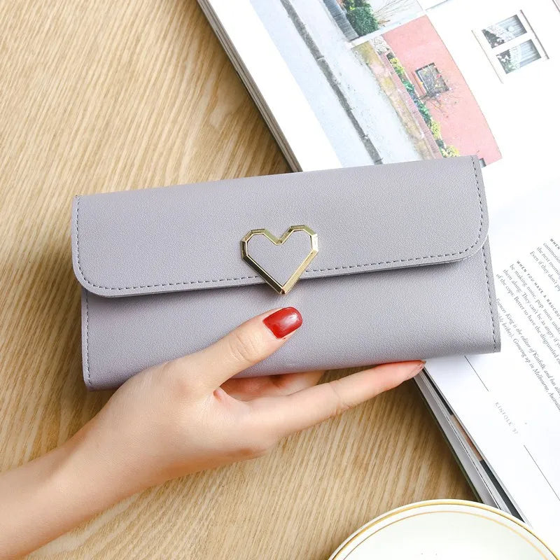 Fashion Heart Slim Wallets for Lady Womens Wallets and Purses Long Mobile Phone Clutch Bags Love Designer Coins Cards Purse