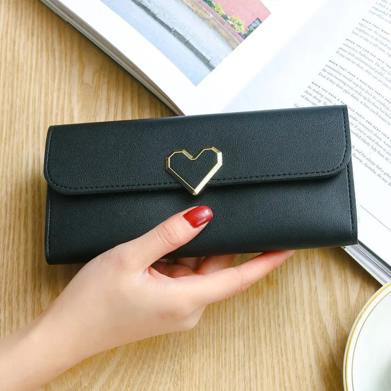 Fashion Heart Slim Wallets for Lady Womens Wallets and Purses Long Mobile Phone Clutch Bags Love Designer Coins Cards Purse