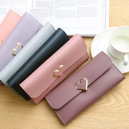 Fashion Heart Slim Wallets for Lady Womens Wallets and Purses Long Mobile Phone Clutch Bags Love Designer Coins Cards Purse