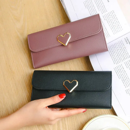 Fashion Heart Slim Wallets for Lady Womens Wallets and Purses Long Mobile Phone Clutch Bags Love Designer Coins Cards Purse