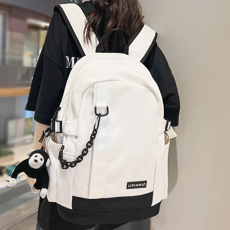 Fashion High Capacity Male Female Nylon College Bag Cool Lady Backpack Men Women Book Bag Girl Boy Travel School Backpack Trendy