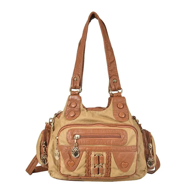 Fashion High Quality Washed PU Leather Handbag Ladies Daily Bag Gift Handbag Large Capacity Shoulder Bags Purse 2020 new Ladies