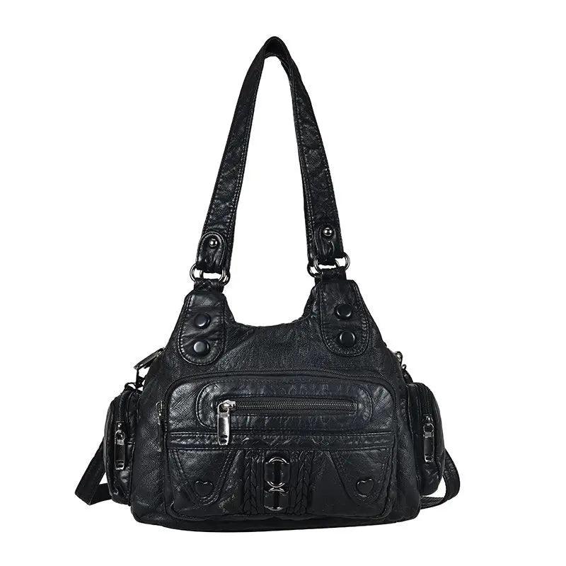 Fashion High Quality Washed PU Leather Handbag Ladies Daily Bag Gift Handbag Large Capacity Shoulder Bags Purse 2020 new Ladies