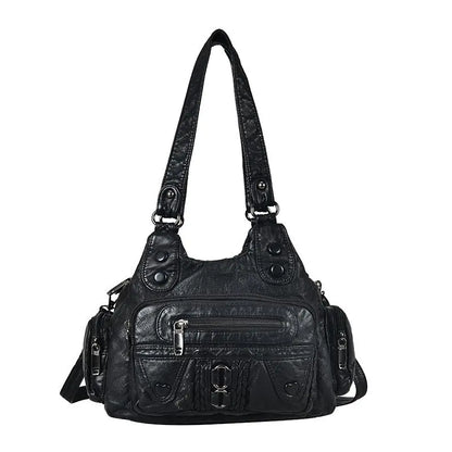 Fashion High Quality Washed PU Leather Handbag Ladies Daily Bag Gift Handbag Large Capacity Shoulder Bags Purse 2020 new Ladies