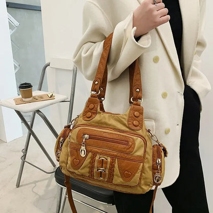 Fashion High Quality Washed PU Leather Handbag Ladies Daily Bag Gift Handbag Large Capacity Shoulder Bags Purse 2020 new Ladies