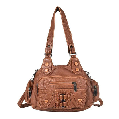 Fashion High Quality Washed PU Leather Handbag Ladies Daily Bag Gift Handbag Large Capacity Shoulder Bags Purse 2020 new Ladies