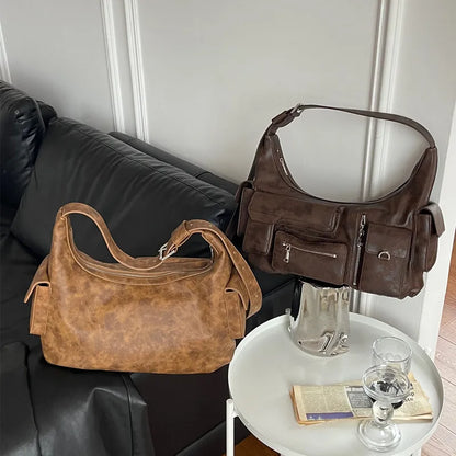Fashion High Street Casual Versatile Crossbody Shoulder Bags Large Capacity Commuter Travel Bag Multi Pocket Biker Handbags