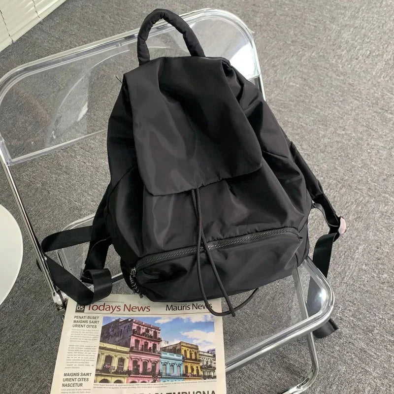 Fashion Japanese Style Women's Backpack Large Capacity Drawstring School Bags For Girls Vintage Feminina Travel Rucksack
