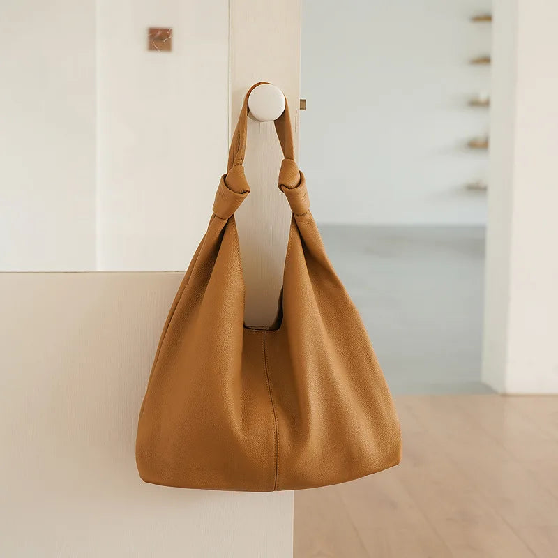 Fashion Kink Shoulder Bag Women Totes High Fashion Genuine Leather Handbags Female Commuter Large Capacity Practical Soft Bolsos