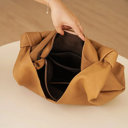 Fashion Kink Shoulder Bag Women Totes High Fashion Genuine Leather Handbags Female Commuter Large Capacity Practical Soft Bolsos