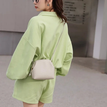 Fashion Korea Style 100% Genuine Leather Shell Bag Female Small Shoulder Crossbody Bags Soft Daily Casual Commute Handbags Brown