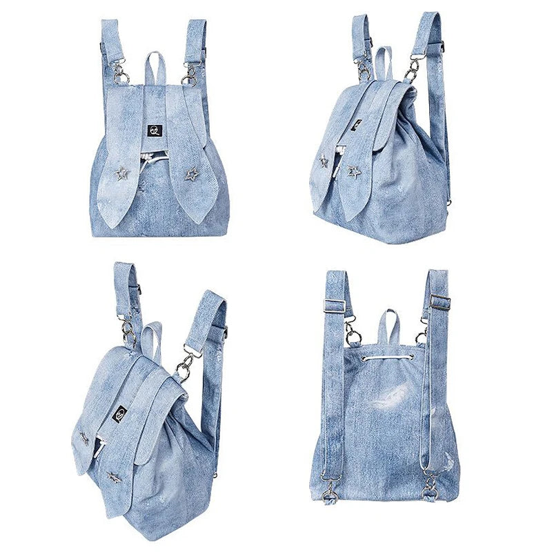 Fashion Korean Style Lolita Girl Individualistic Backpacks Women Rabbit Ears School ShoulderBags High-capacity Laptop Bags